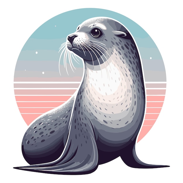 Vector cartoon funny seal on white background