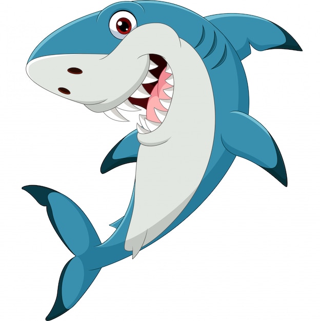 Cartoon funny shark isolated on white