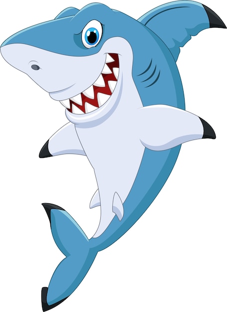 Vector cartoon funny shark posing