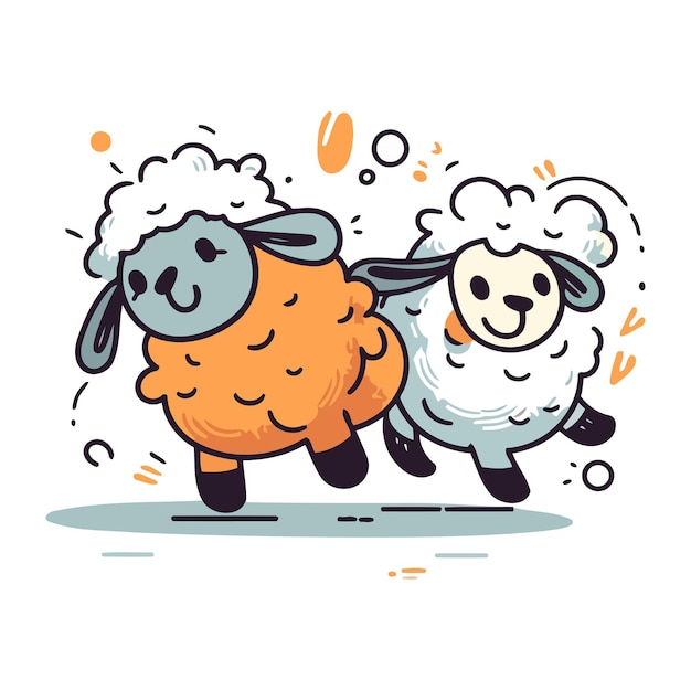 Vector cartoon funny sheep vector illustration isolated on white background