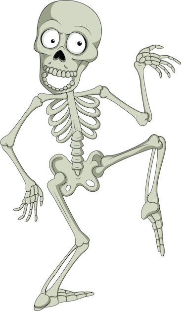 Vector cartoon funny skeleton dancing