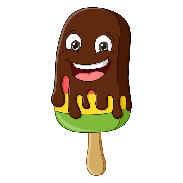 Cartoon funny smiling chocolate ice cream