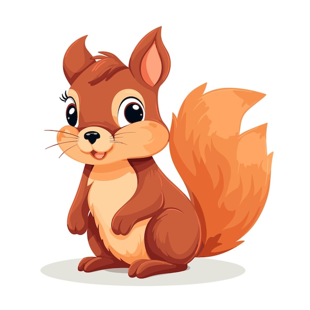 Cartoon funny squirrel vector illustration isolated on white background