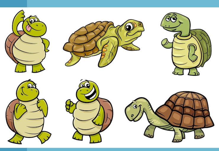 漫画面白いカメのコミック動物キャラクター セット
