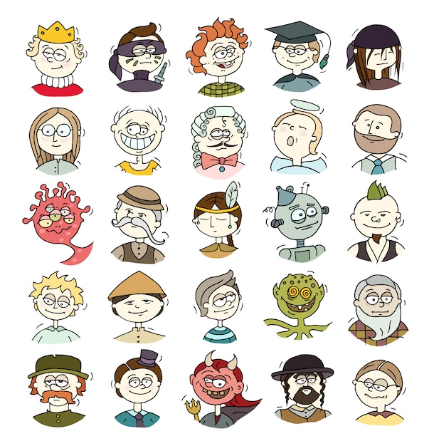 Vector cartoon funny user avatars