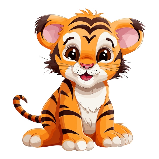 Cartoon funny Vector baby tiger sitting