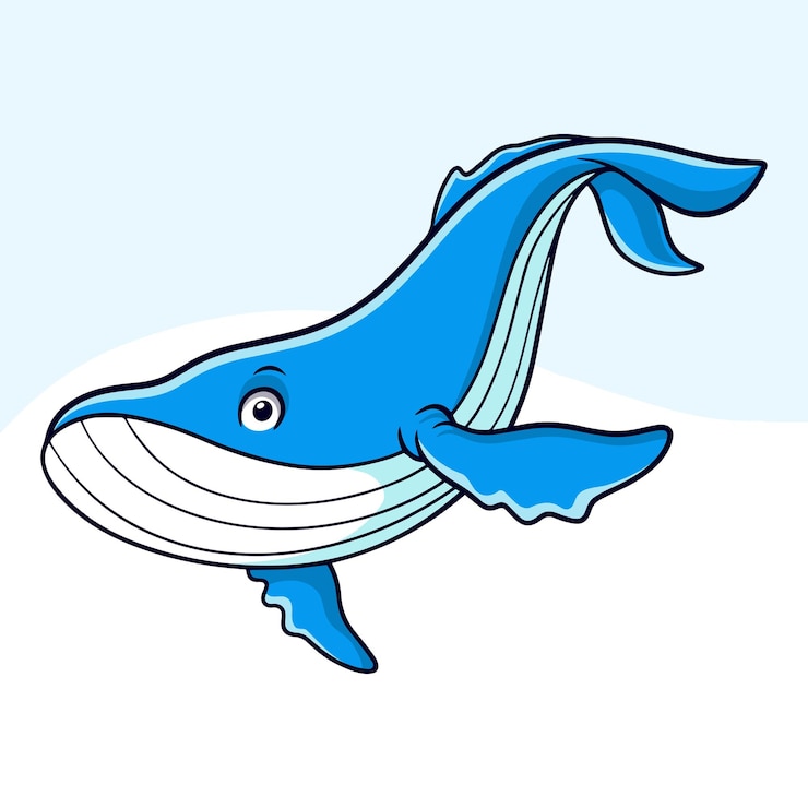 Vector 만화 재미 고래 흰색 배경에 고립