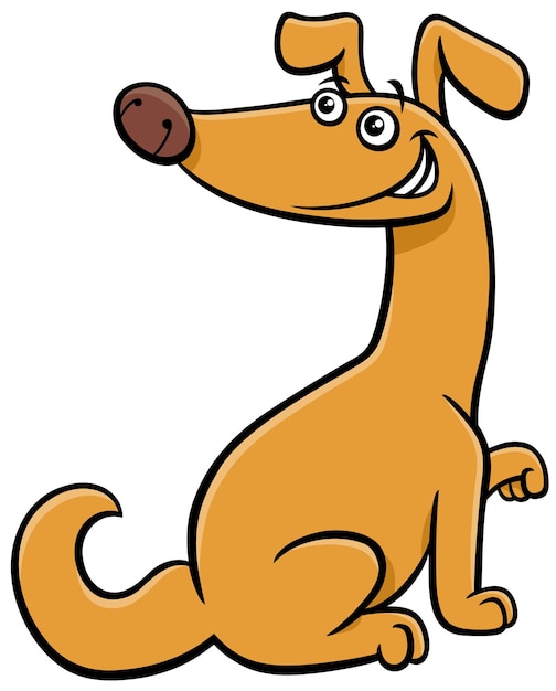 Cartoon funny yellow dog comic animal character