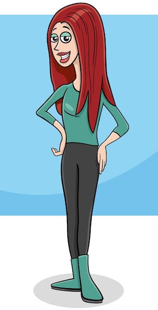 cartoon funny young woman or girl character