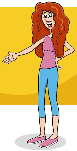 cartoon funny young woman or girl character