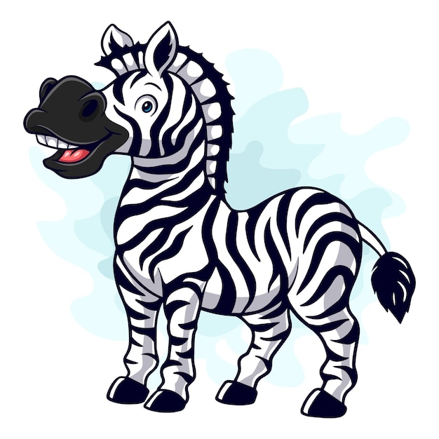 Cartoon funny zebra isolated on white background