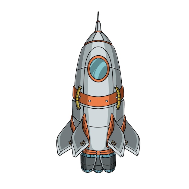 Vector cartoon futuristic rocket spaceship