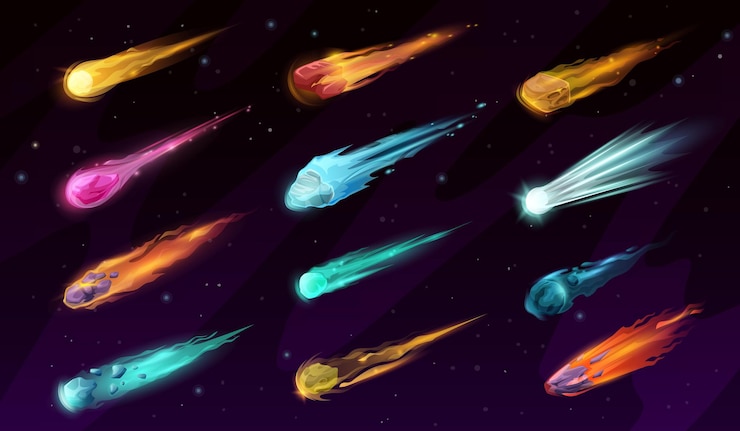 Vector cartoon galaxy flying comets and space stars
