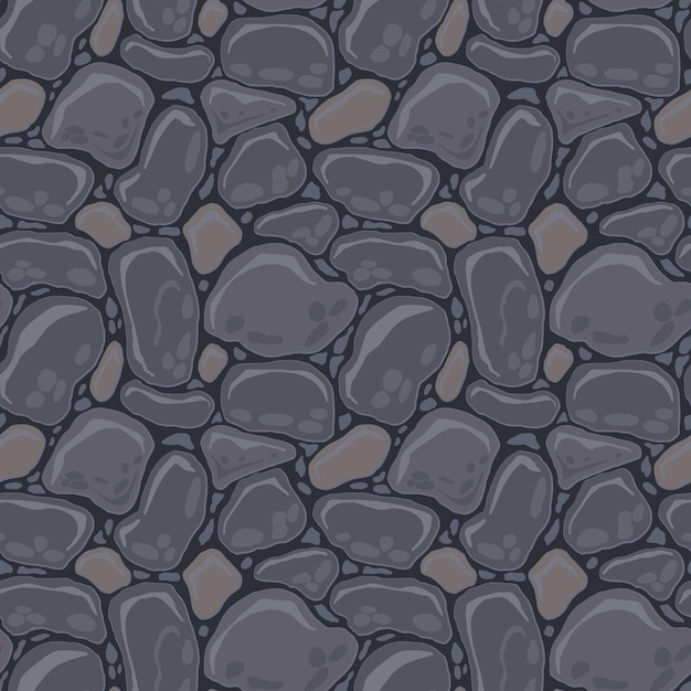 Cartoon game texture rocks dirt and ground surface seamless pattern game asset background