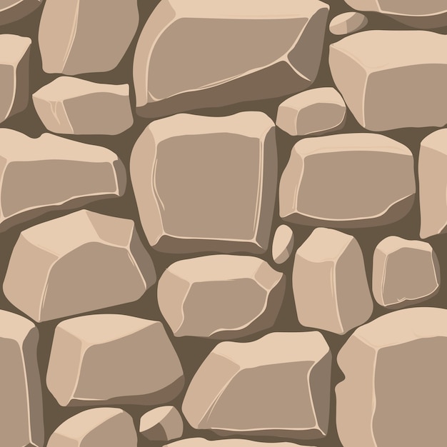 Vector cartoon game texture rocks dirt and ground surface seamless pattern game asset