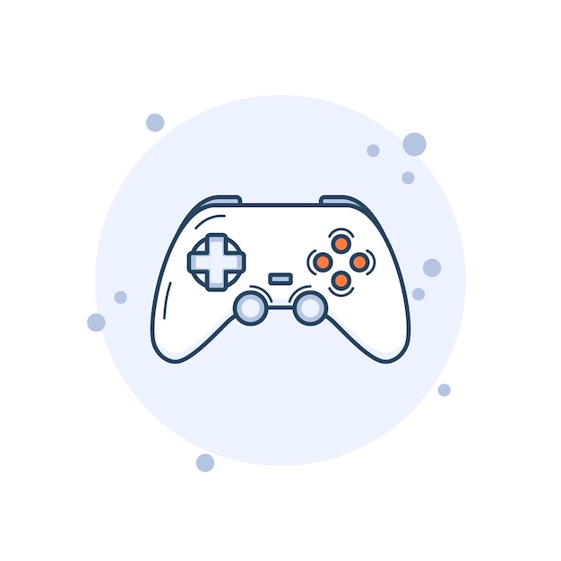 Cartoon gamepad icoon vector illustratie Joystick op bubbels achtergrond Controller teken concept