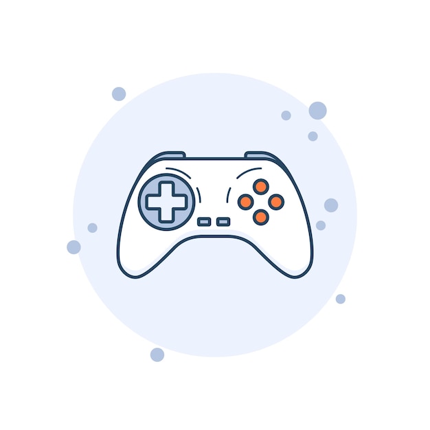 Cartoon gamepad icoon vector illustratie Joystick op bubbels achtergrond Controller teken concept