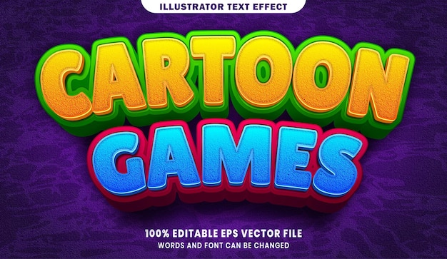 Cartoon games 3d editable text style effect