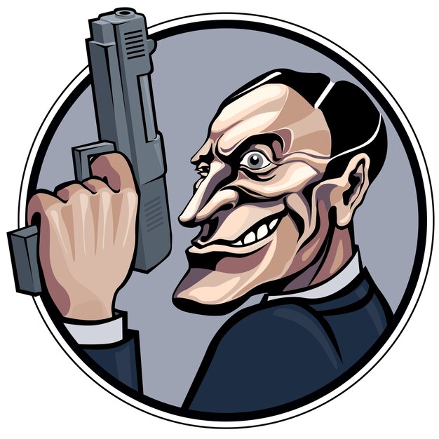 Vector cartoon gangster with gun illustration