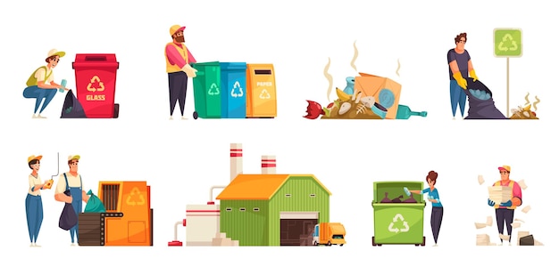 Vector cartoon garbage compositions