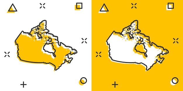 Cartoon gekleurde Canada Kaartpictogram in komische stijl Canada teken illustratie pictogram Land geografie splash bedrijfsconcept