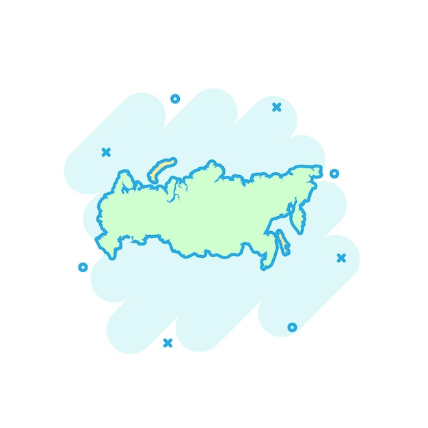 Vector cartoon gekleurde rusland kaart icoon in comic stijl russische federatie teken illustratie pictogram land geografie splash business concept