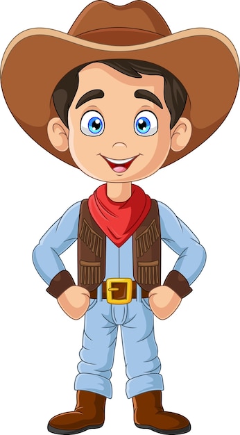 Cartoon gelukkige cowboy op witte achtergrond