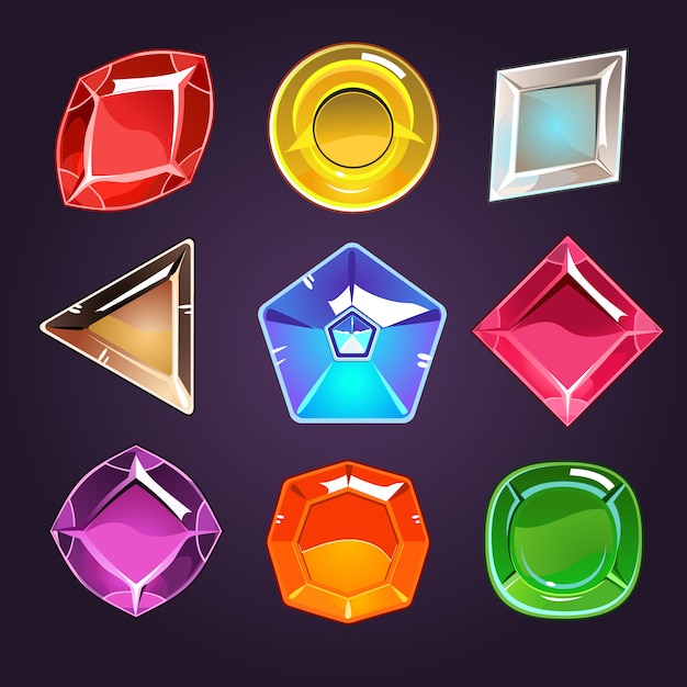 Cartoon gems and diamonds set