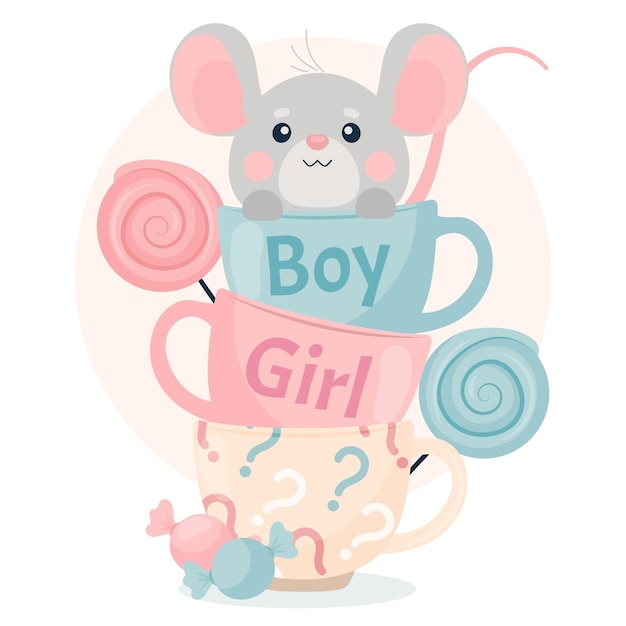 Vector cartoon gender reveal concept