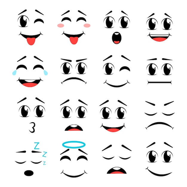 Cartoon gezicht icon set