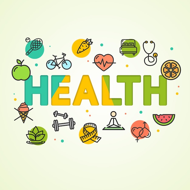 Cartoon Gezondheid Concept Kaart Poster Vector