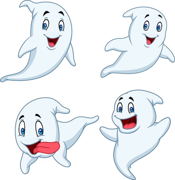 Cartoon ghost collection set isolated on white background