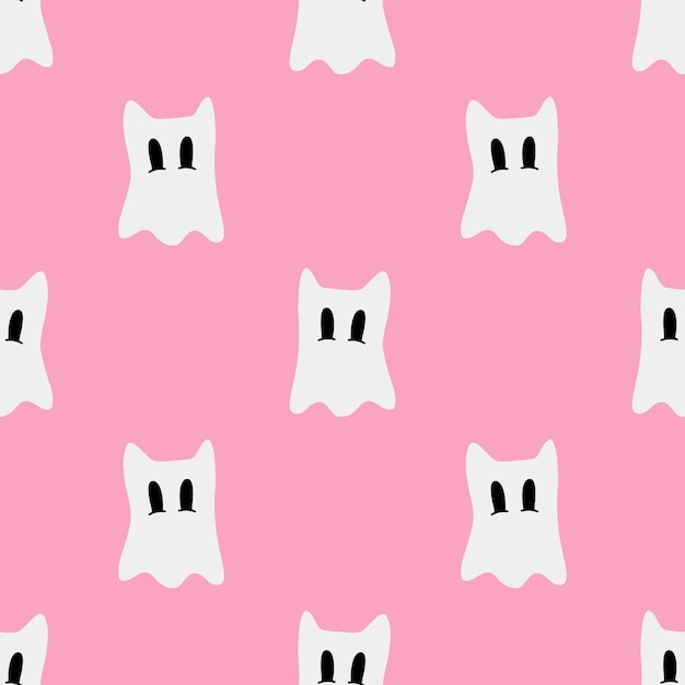 Vector cartoon ghost vector seamless pattern background