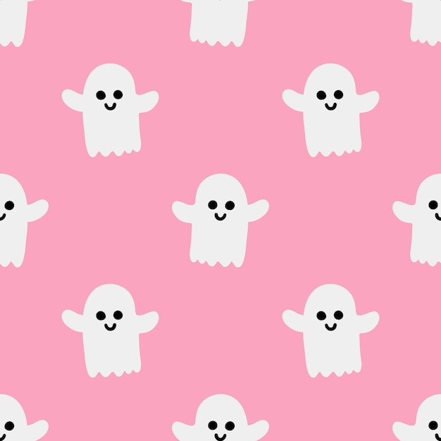 Vector cartoon ghost vector seamless pattern background