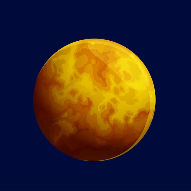 Vector cartoon giant yellow space planet lava surface