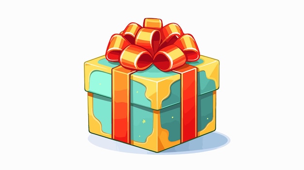 Vector a cartoon of a gift with a red ribbon on it