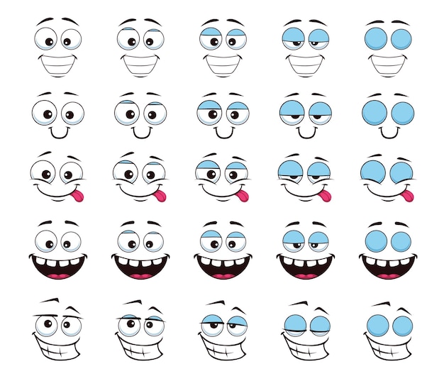 Cartoon giggle face and blink eye animation emoji