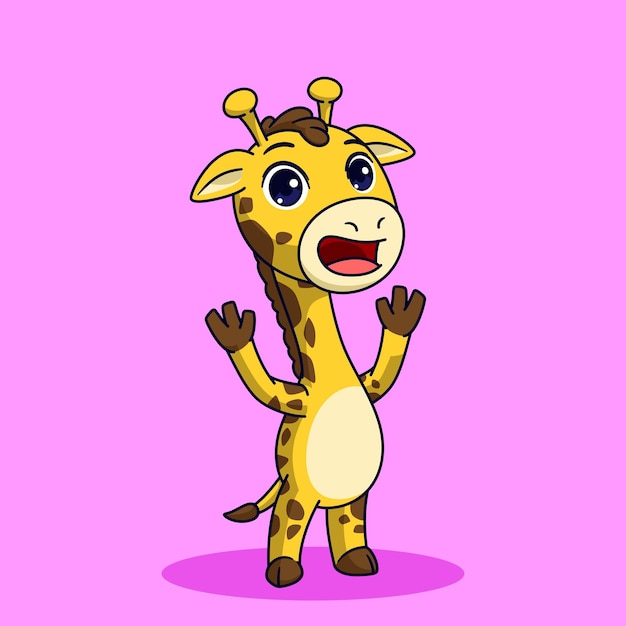 Vector cartoon giraffe standing premium vector illustration