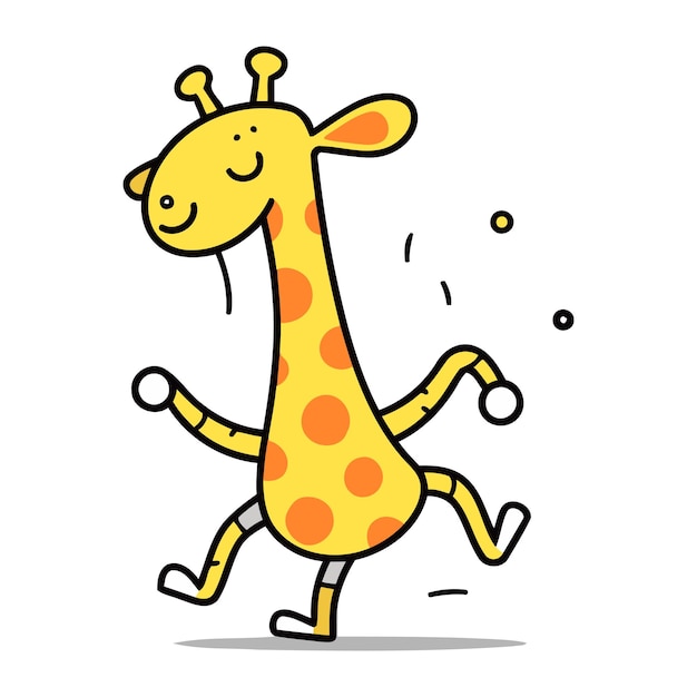 Giraffa di cartone animato illustrazione vettoriale personaggio di cartone animato carino