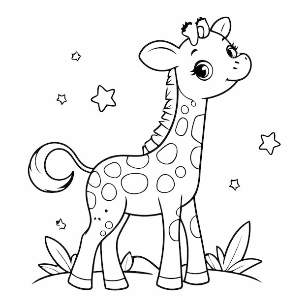 Cartoon Giraffe voor kinderen kleurplaten