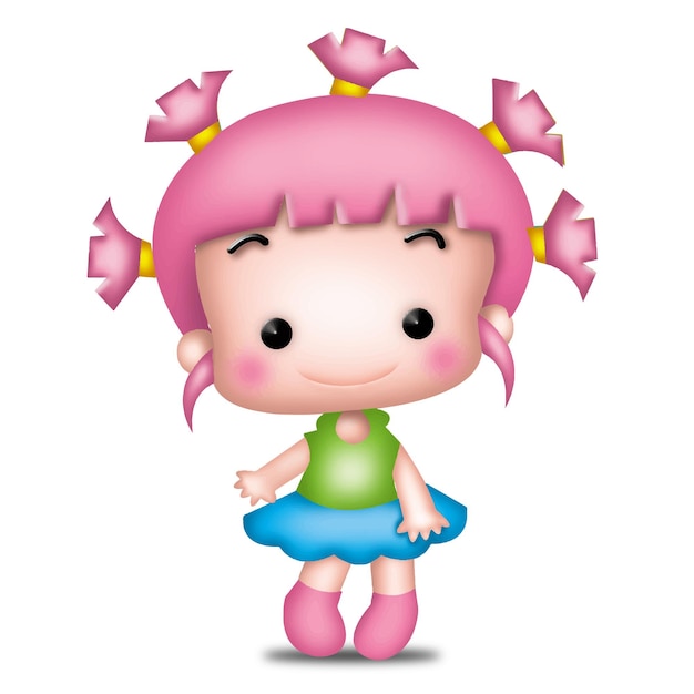 cartoon girl character doll sweet model emotion illustration clipart drawing kawaii anime