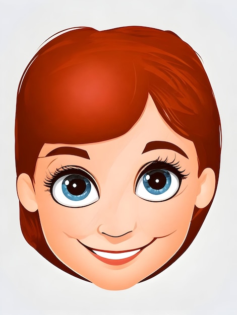 Vector cartoon girl face 2d vector with white background