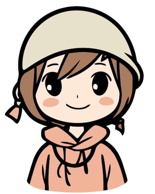 A cartoon girl in a hat and scarf.