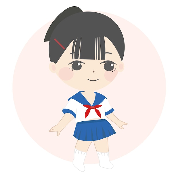 Vector a cartoon girl in a sailor suit