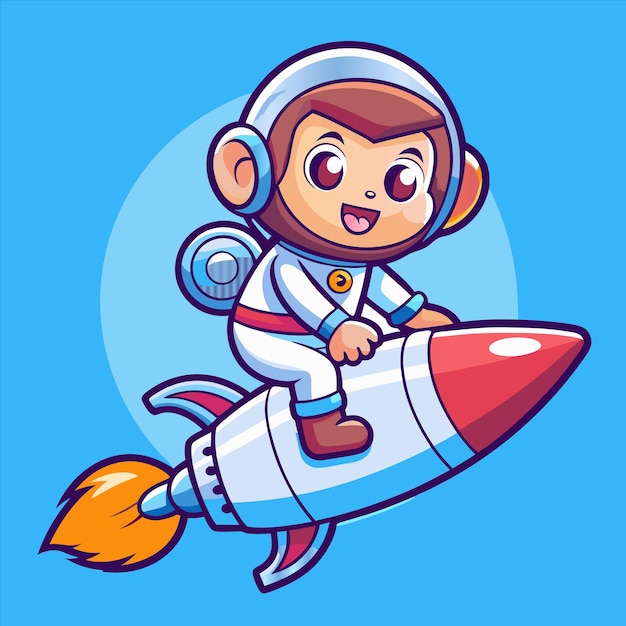 空中にロケットを搭載した宇宙服を着た女の子の漫画