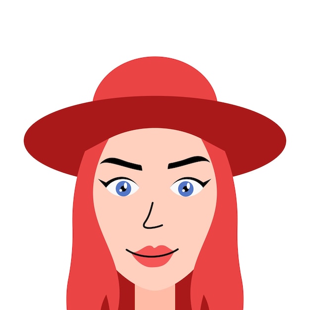Cartoon girl wearing hat isolated illustration