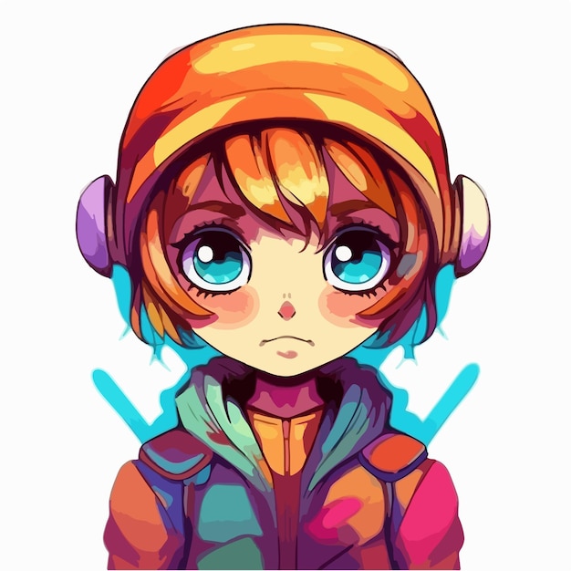 Premium Vector | A cartoon of a girl with big eyes and a big blue eyes