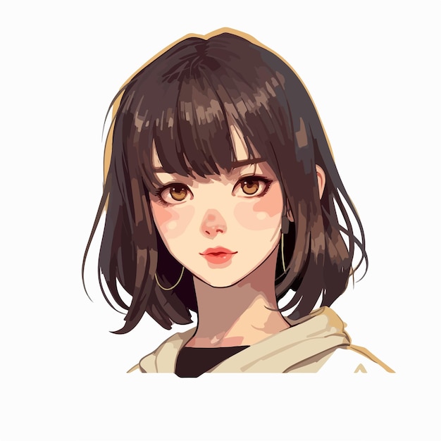 Premium Vector  Girl in profile with short hair. vector anime