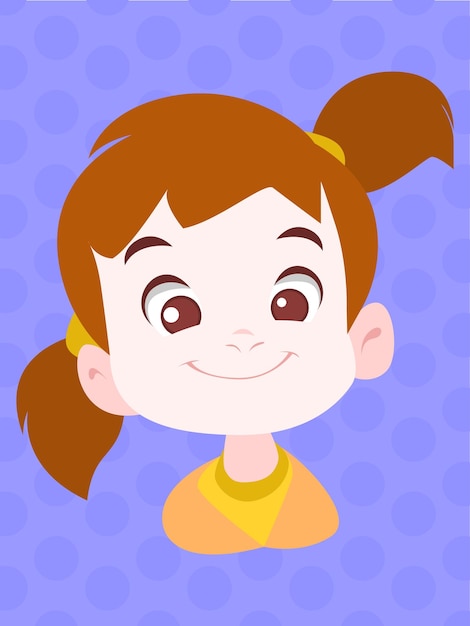 A cartoon of a girl with a blue background.