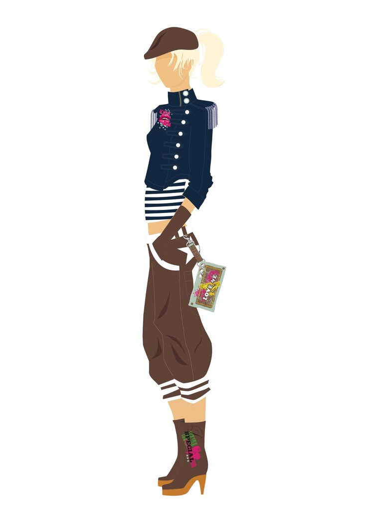 Vector a cartoon of a girl with a hat and a picture of a girl with a hat on